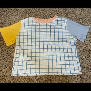 romwe color block checkered shirt